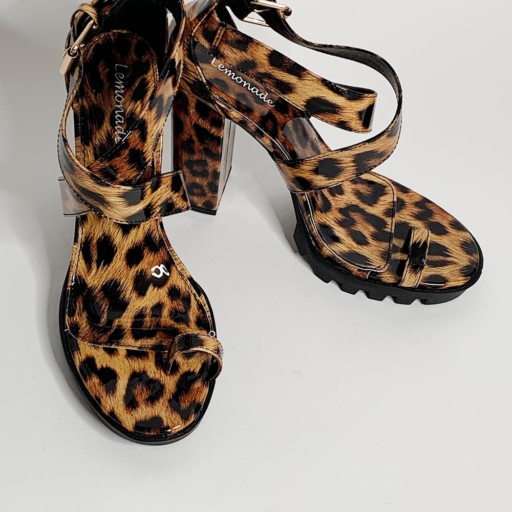 LEMONADE Leopard chunky heels